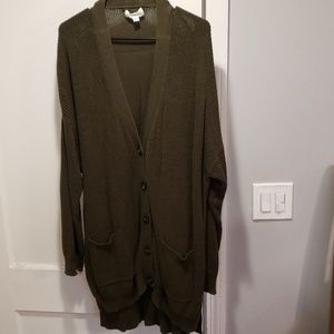 Olive oversized button down sweater